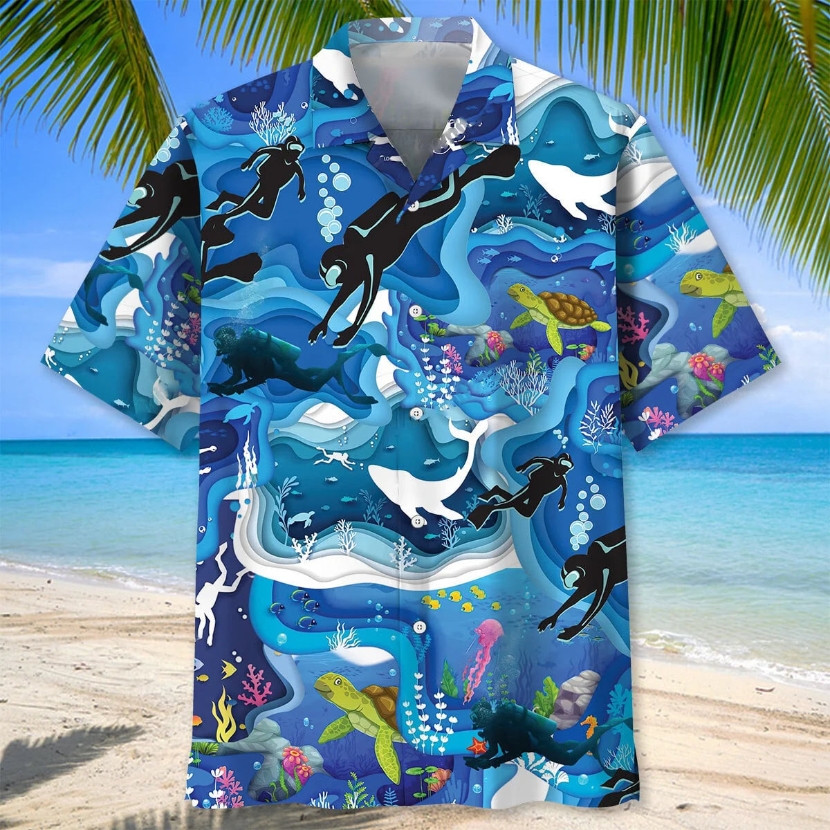Scuba Diving Whale Hawaiian Shirt, custom shirt gift for men