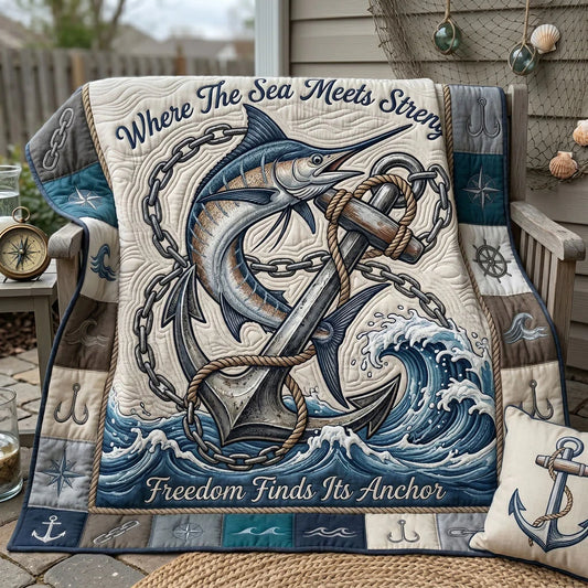 Sea Strength Marlin Quilt Blanket