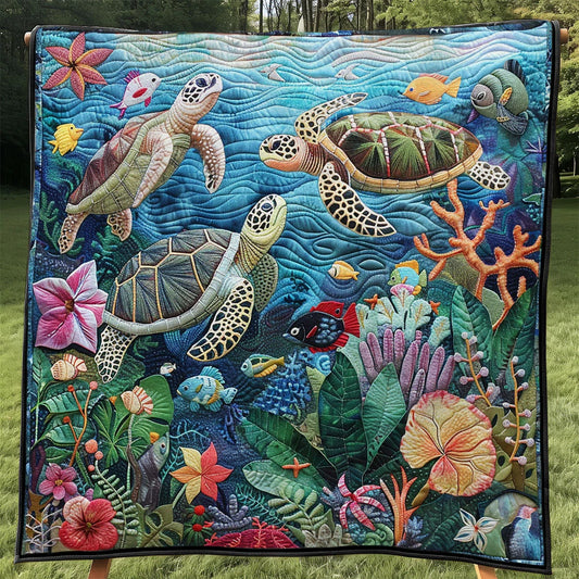 Sea Turtle Reef Quilt Blanket