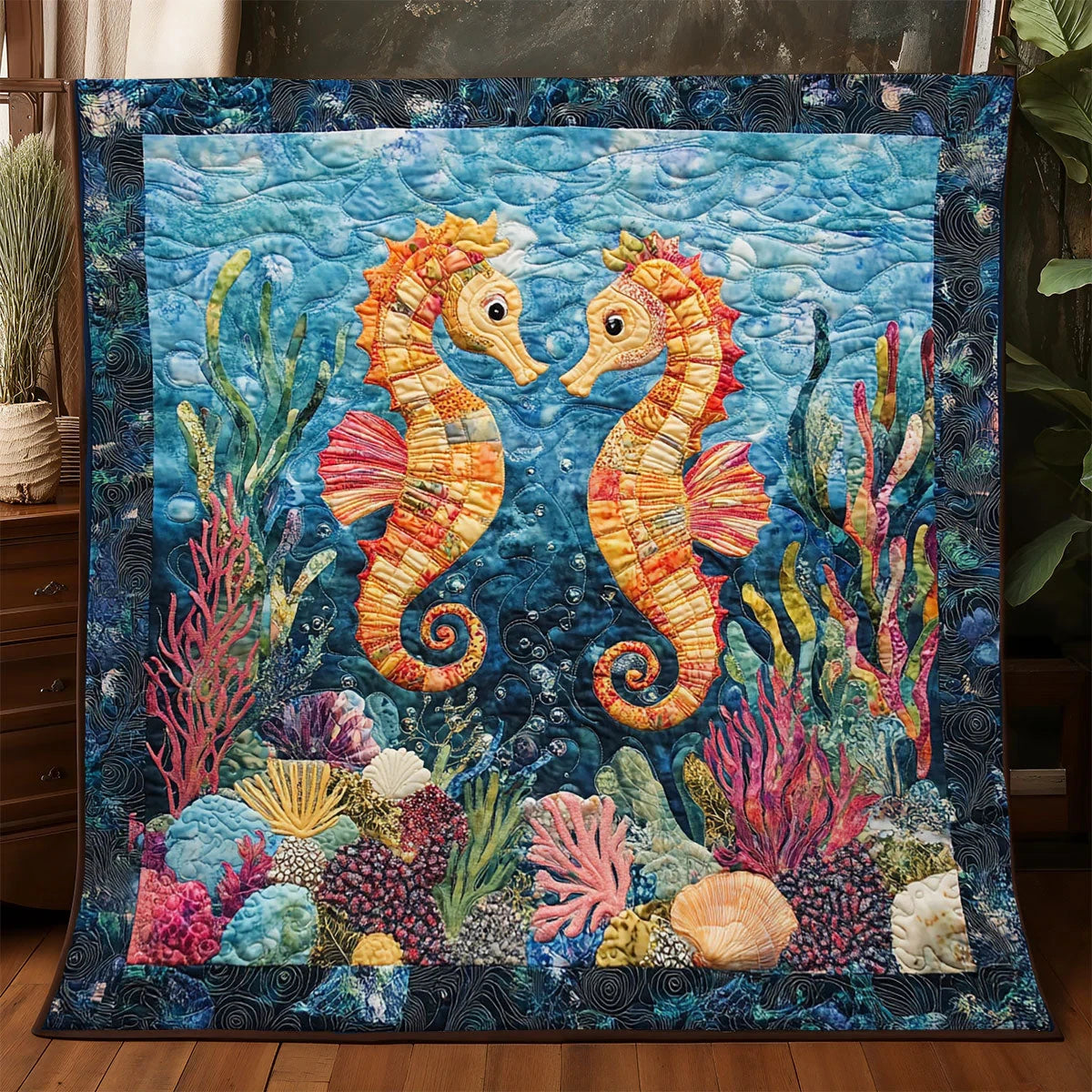 Seahorse Serenade Quilt Blanket