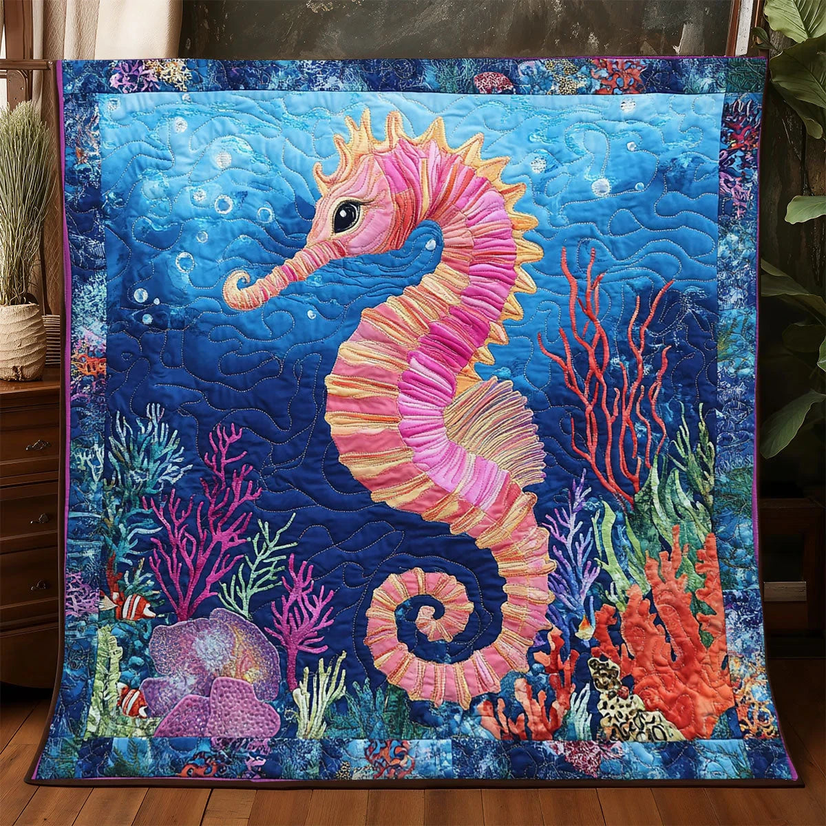 Seahorse Serenade Quilt Blanket