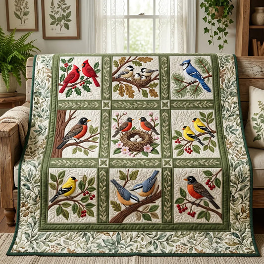 Season Birds Quilt Blanket