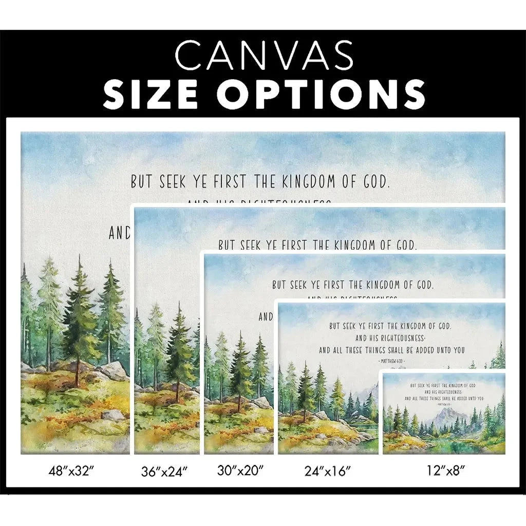 seek first the kingdom of god matthew 6 33 kjv wall art canvas (Landscape) (view 8)