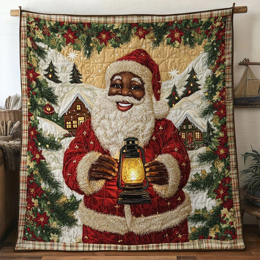 Serene Black Santa Claus Moment Quilt Blanket