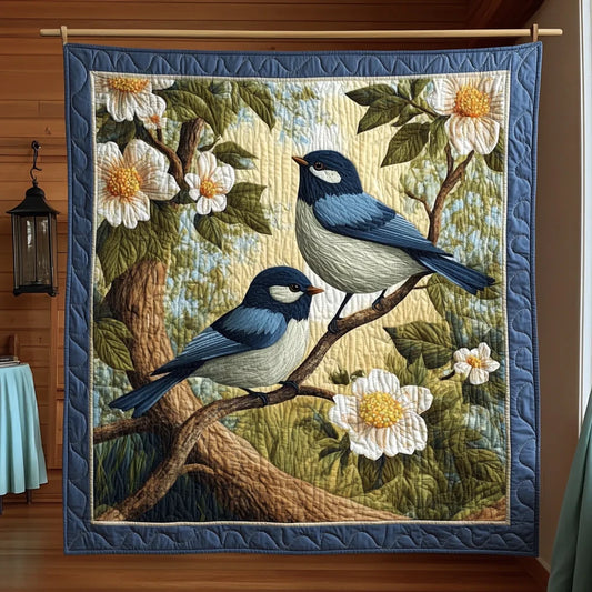Serene Blue Bird Duo Quilt Blanket