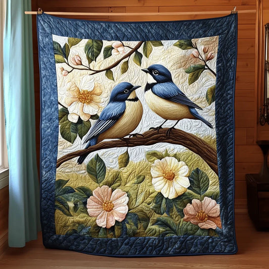 Serene Blue Bird Duo Quilt Blanket
