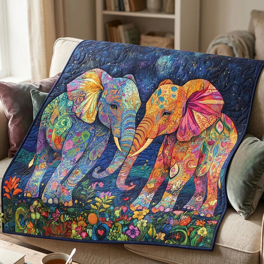 Serene Pachyderm Quilt Blanket - Quilted Blanket by OtterMia