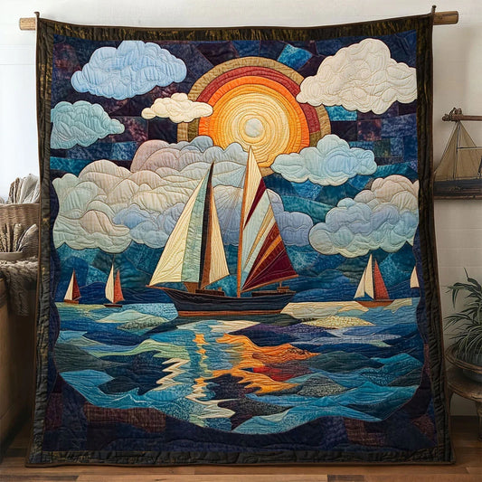 Serene Sailboat Quilt Blanket