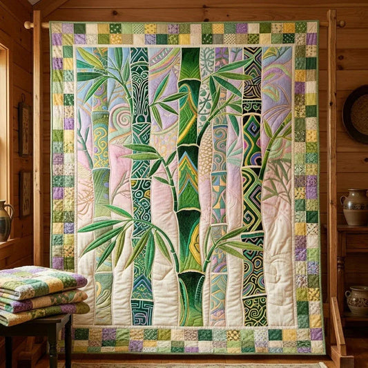 Serene Stalks Quilt Blanket - Quilted Blanket by OtterMia