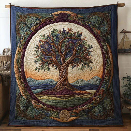 Serene Tree Of Life Quilt Blanket