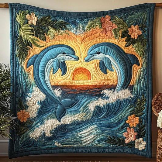 Serenity Sea Dolphins Quilt Blanket