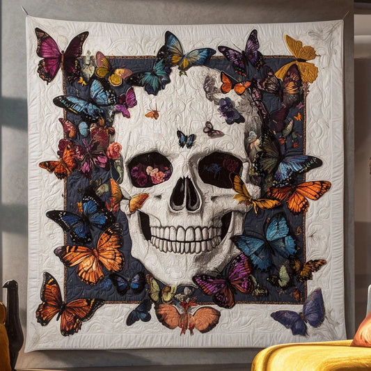 Shadow Skull Butterfly Quilt Blanket