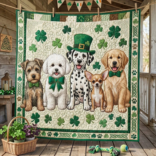 Shamrock Puppy Friends Quilt Blanket