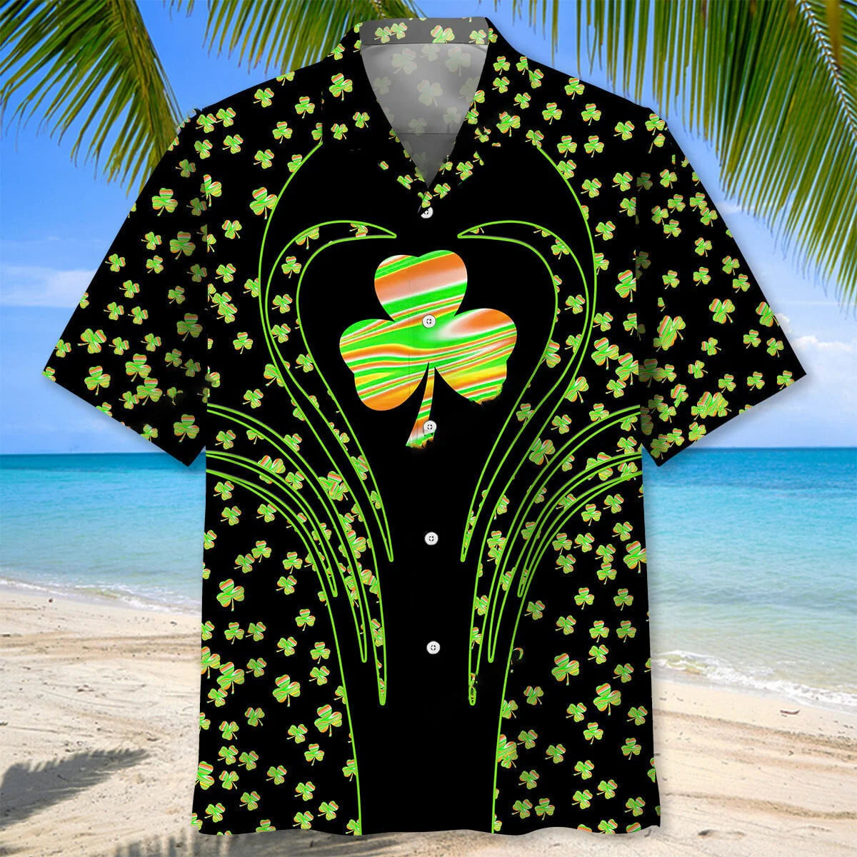 Shamrock Irish St Patrick Day Hawaiian Shirt, custom shirt gift for men