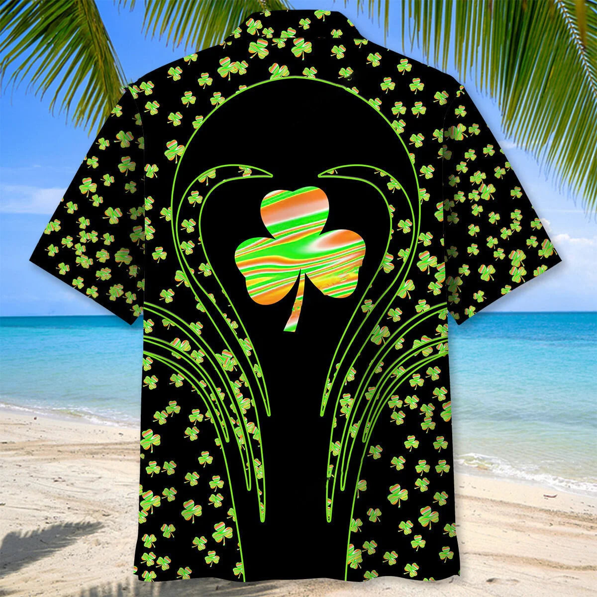 Shamrock Irish St Patrick Day Hawaiian Shirt, custom shirt gift for men (view 3)