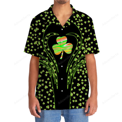 Shamrock Irish St Patrick Day Hawaiian Shirt, custom shirt gift for men (view 4)