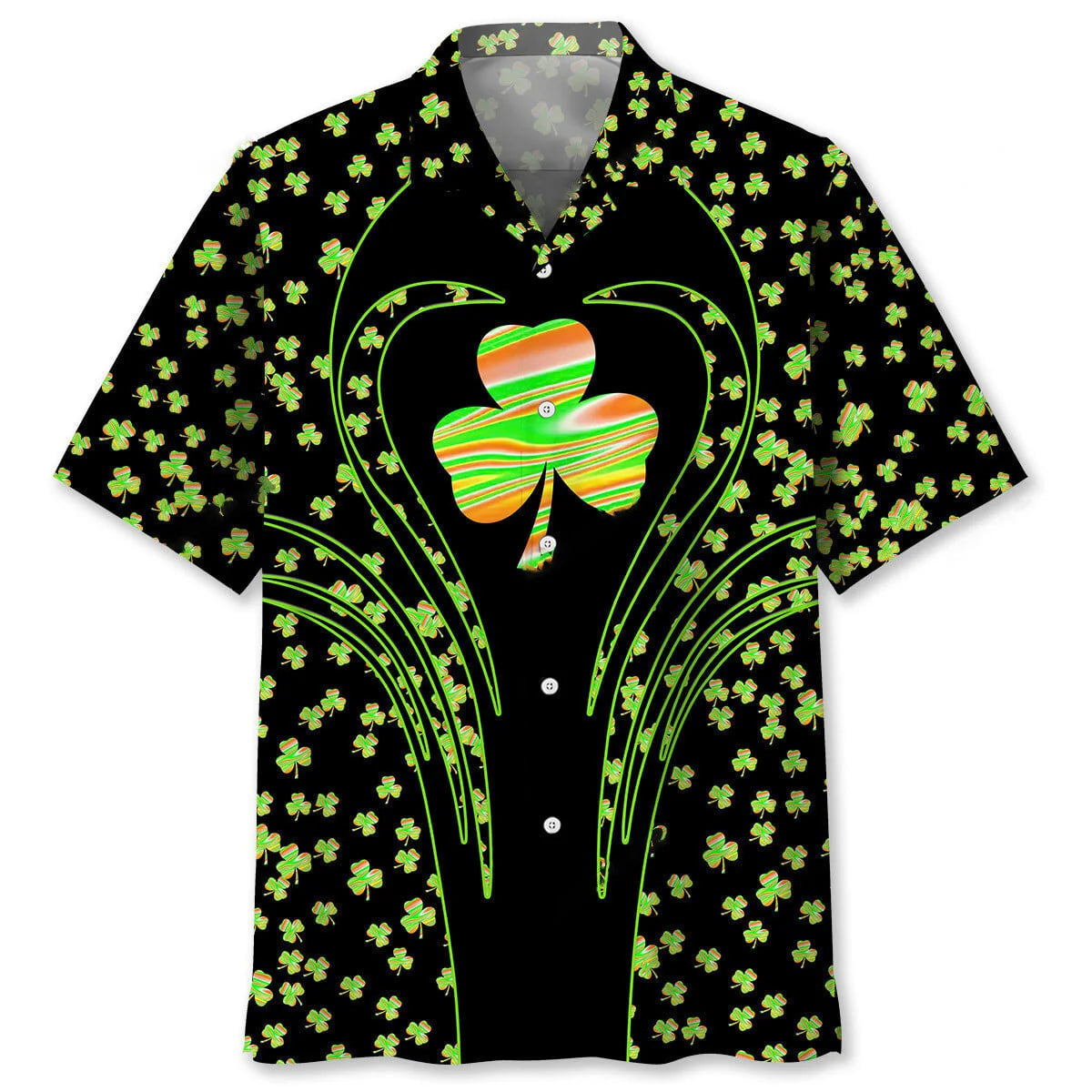 Shamrock Irish St Patrick Day Hawaiian Shirt, custom shirt gift for men (view 5)
