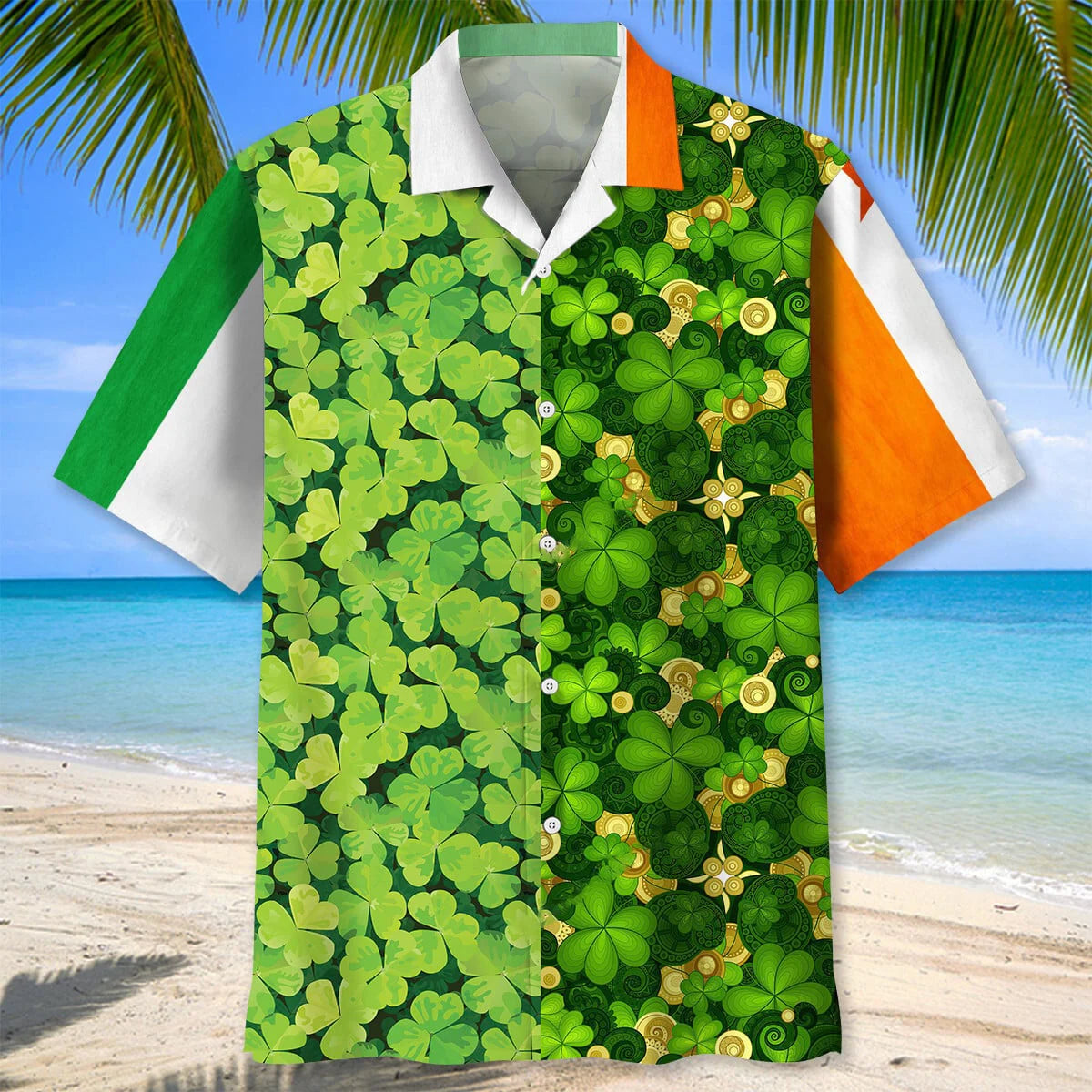 Shamrock Irish St Patrick Day Hawaiian Shirt, custom shirt gift for men (view 6)