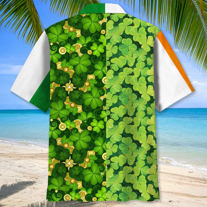 Shamrock Irish St Patrick Day Hawaiian Shirt, custom shirt gift for men (view 7)