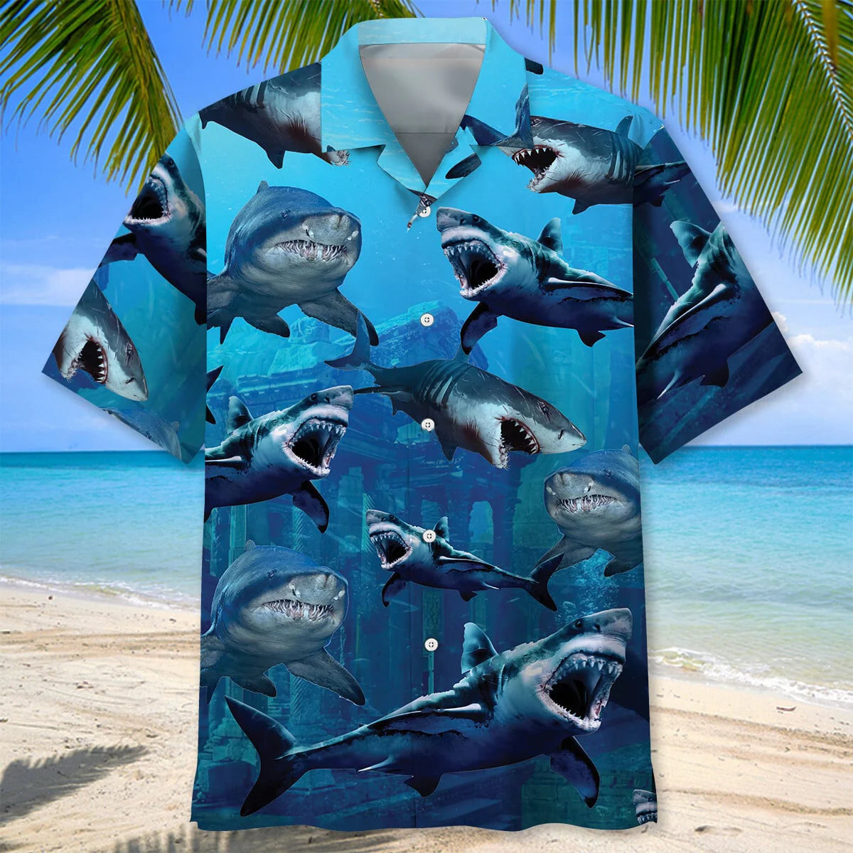 Shark Deep Sea Hawaiian Shirt, custom shirt gift for men