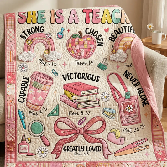 She Is A Teacher Quilt Blanket