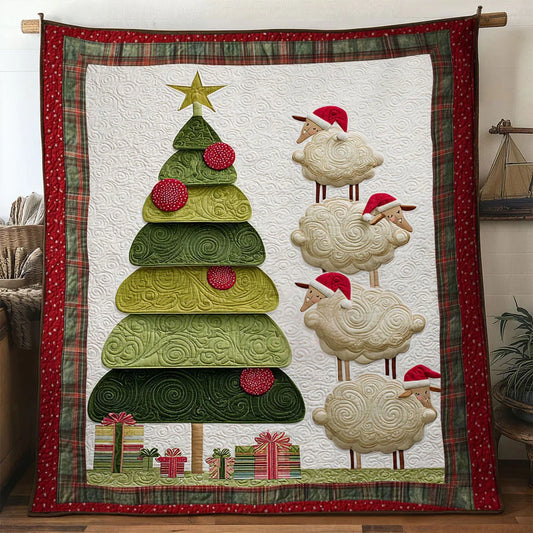 Sheep Christmas Light Quilt Blanket