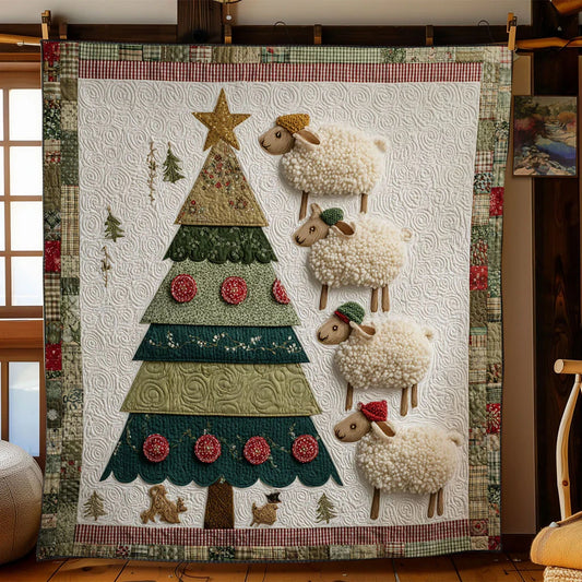 Sheep Christmas Star Quilt Blanket