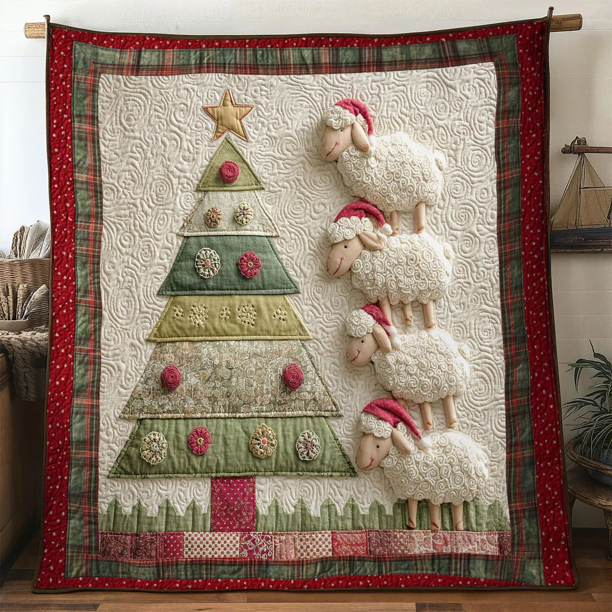 Sheep Holiday Cheer Quilt Blanket