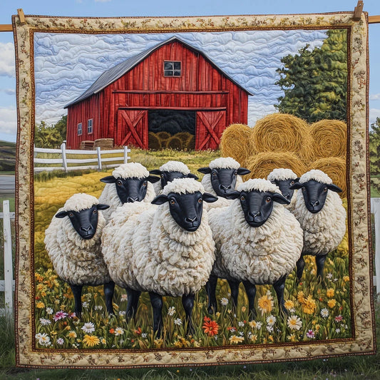 Sheep In The Barnyard Quilt Blanket
