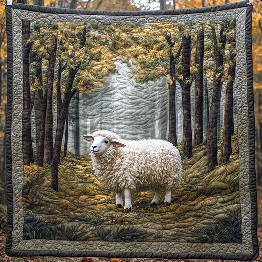Sheep In The Forest Quilt Blanket