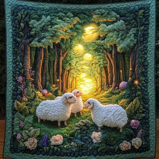 Sheep In The Magical Garden Quilt Blanket