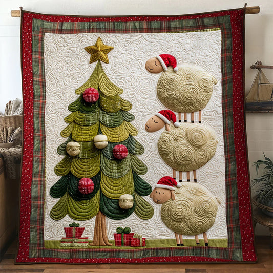 Sheep Snowy Tree Quilt Blanket
