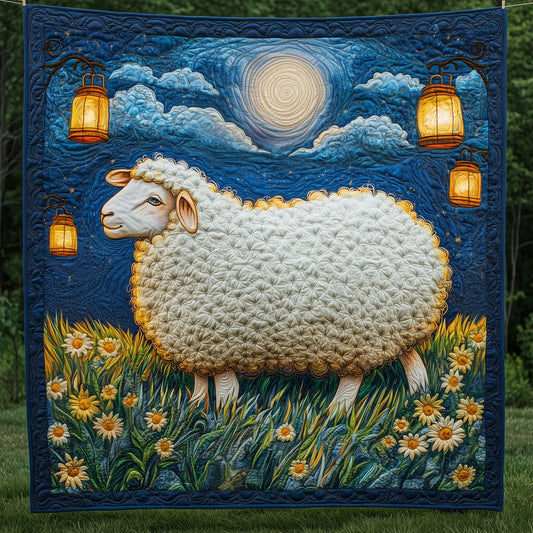 Sheep With The Lantern Quilt Blanket