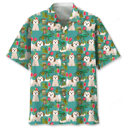 Shih Tzu Hawaiian Beach Hawaiian Shirt, custom shirt gift for men (view 2)