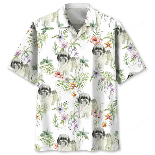 Shih Tzu Tropical Hawaiian Shirt, custom shirt gift for men