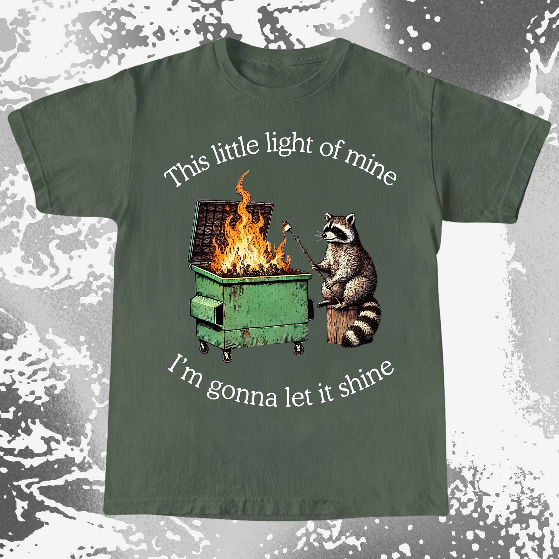 This Little Light of Mine Dumpster Fire Raccoon Shirt, funny meme tee gift (view 6)