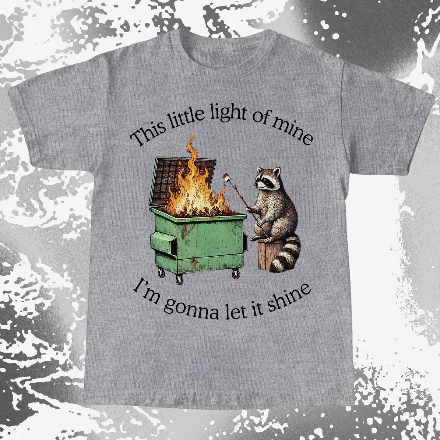 This Little Light of Mine Dumpster Fire Raccoon Shirt, funny meme tee gift (view 5)