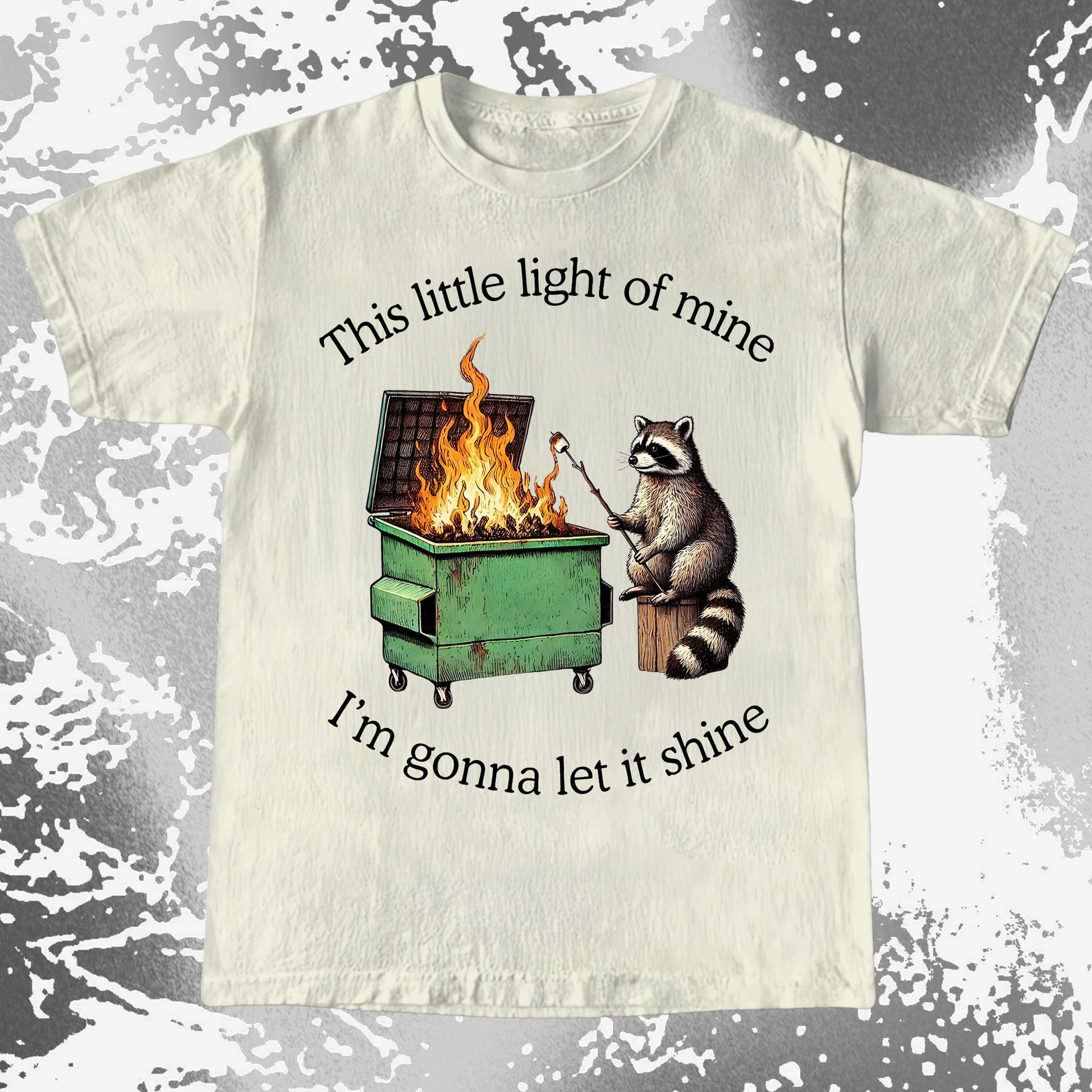 This Little Light of Mine Dumpster Fire Raccoon Shirt, funny meme tee gift (view 4)