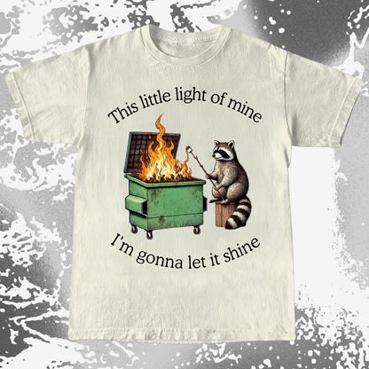 This Little Light of Mine Dumpster Fire Raccoon Shirt, funny meme tee gift (view 4)