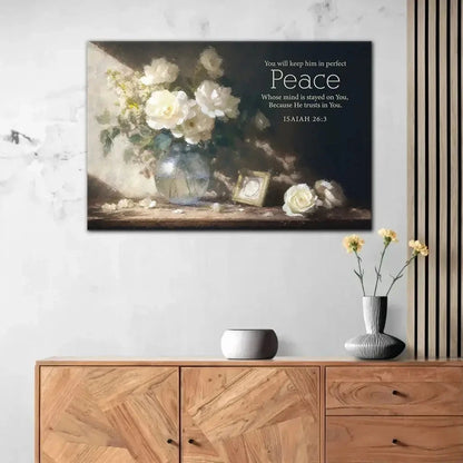 isaiah 26 3 you will keep him in perfect peace wall art canvas (Landscape) (view 7)