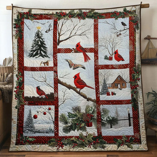 Silent Bless Cardinal Quilt Blanket