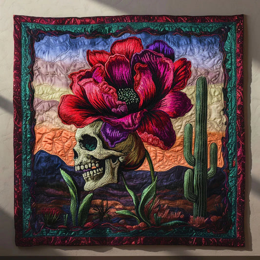 Silent Bloom Skull Quilt Blanket