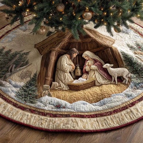 Silent Nativity Quilted Tree Skirt