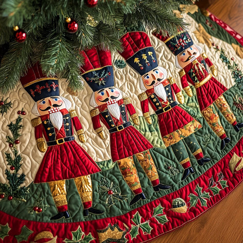 Silent Night Sparkle Christmas Quilted Tree Skirt