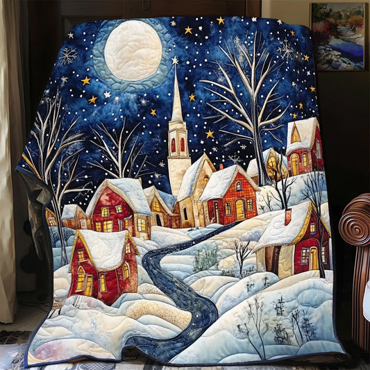 Silent Winter Path Quilt Blanket