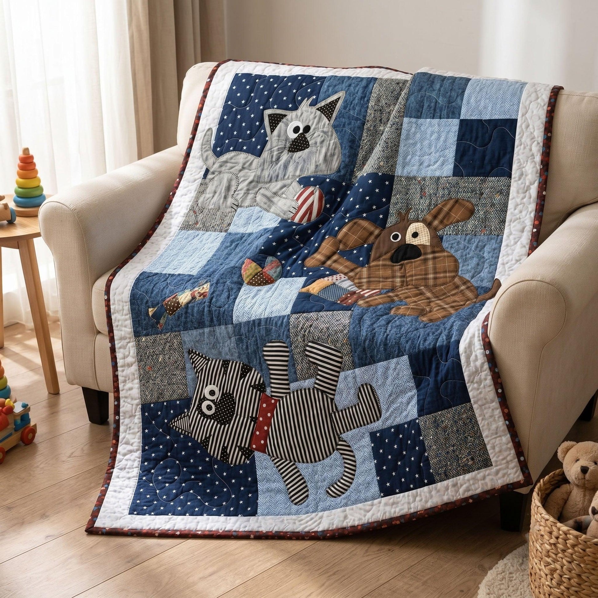 Silly Doggie Quilt Blanket - Quilted Blanket by OtterMia