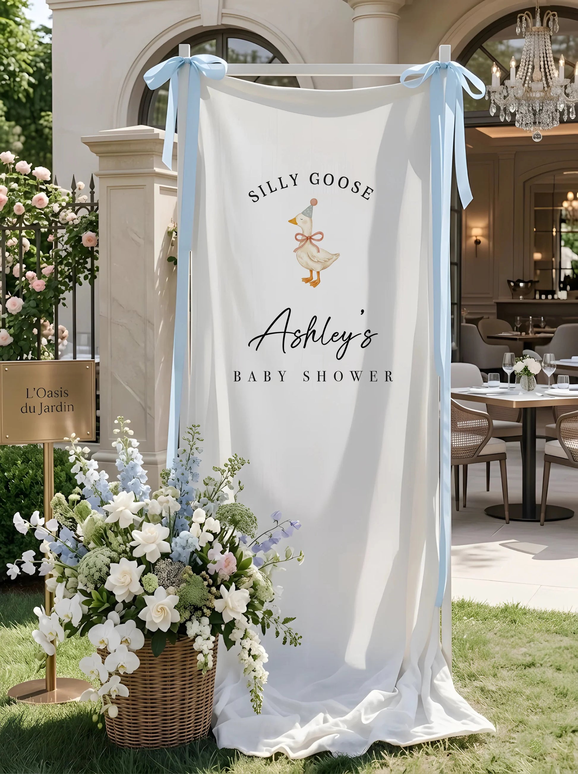 Silly Goose Baby Shower Banner Personalized Custom Name Baby Shower Backdrop Party Decor, baby shower decor (view 6)