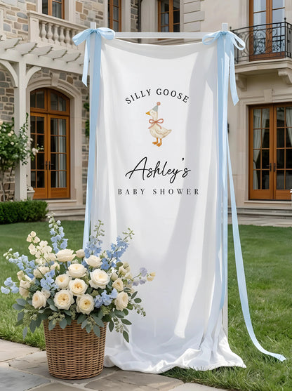 Silly Goose Baby Shower Banner Personalized Custom Name Baby Shower Backdrop Party Decor, baby shower decor (view 7)