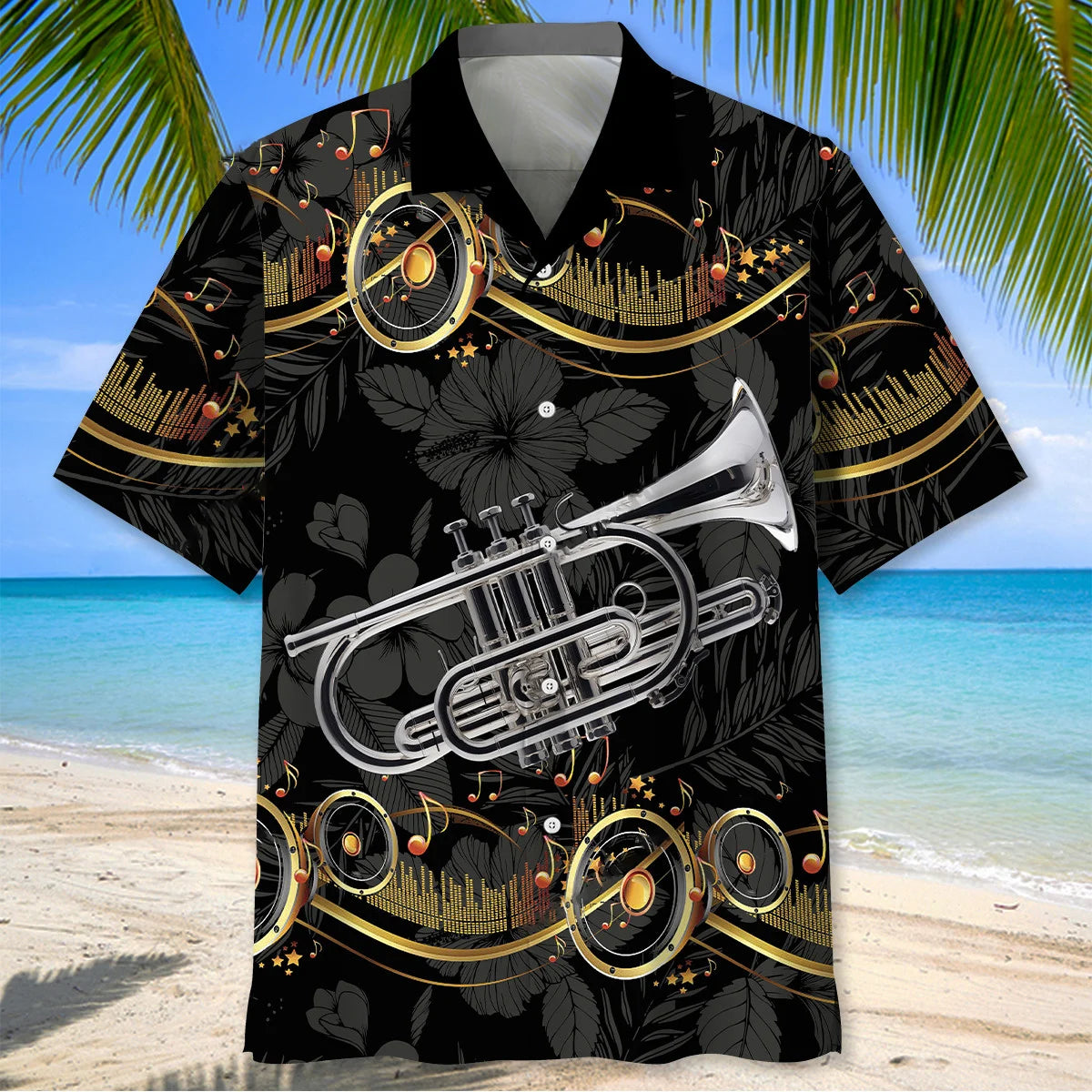 Silver Cornet Black Hawaiian Shirt, custom shirt gift for men