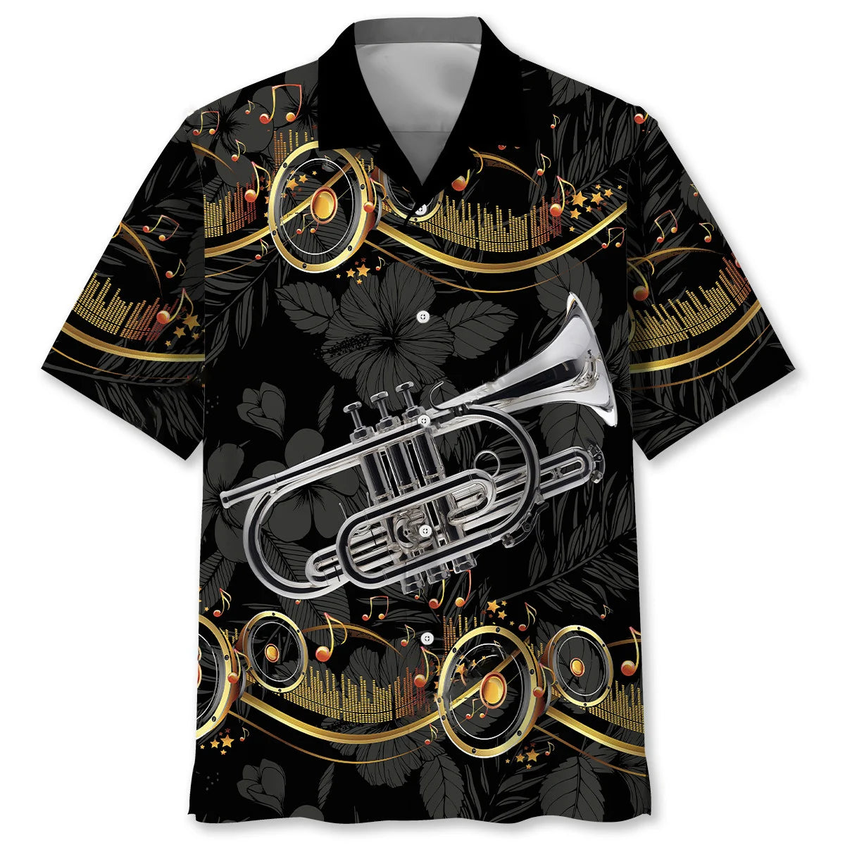 Silver Cornet Black Hawaiian Shirt, custom shirt gift for men (view 2)